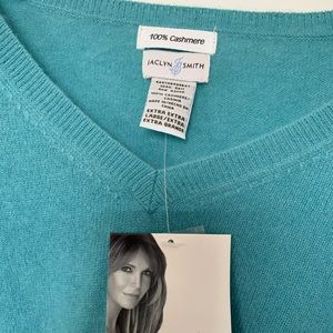 Jaclyn Smith Aqua 100% Cashmere Sweater XL NWT